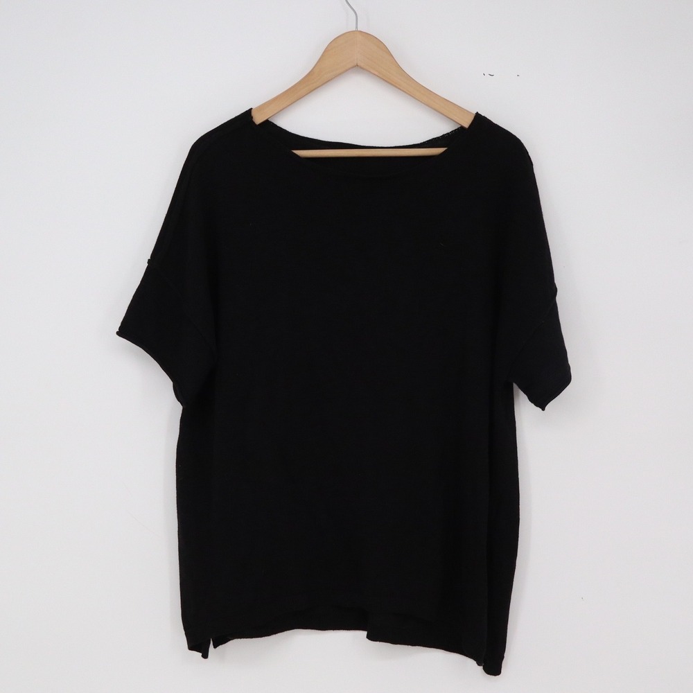 Unbranded Knit Top Women's M Short Sleeve Black Relaxed Fit Excellent